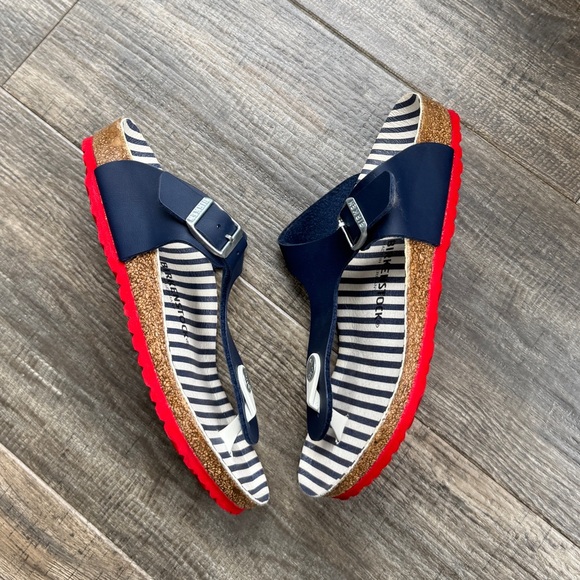 Kids Birkenstock Red, White, And Blue Striped Sandals Size 1y - Picture 2 of 4